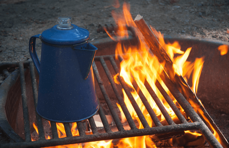 Making coffee while camping