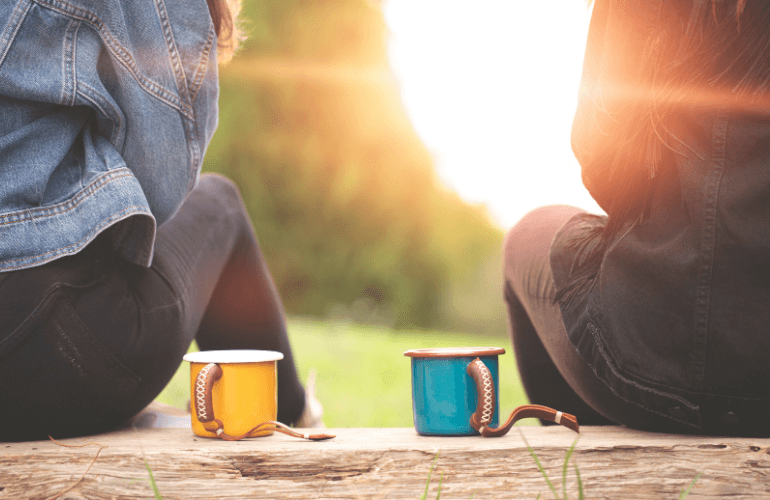 Morning coffee while camping